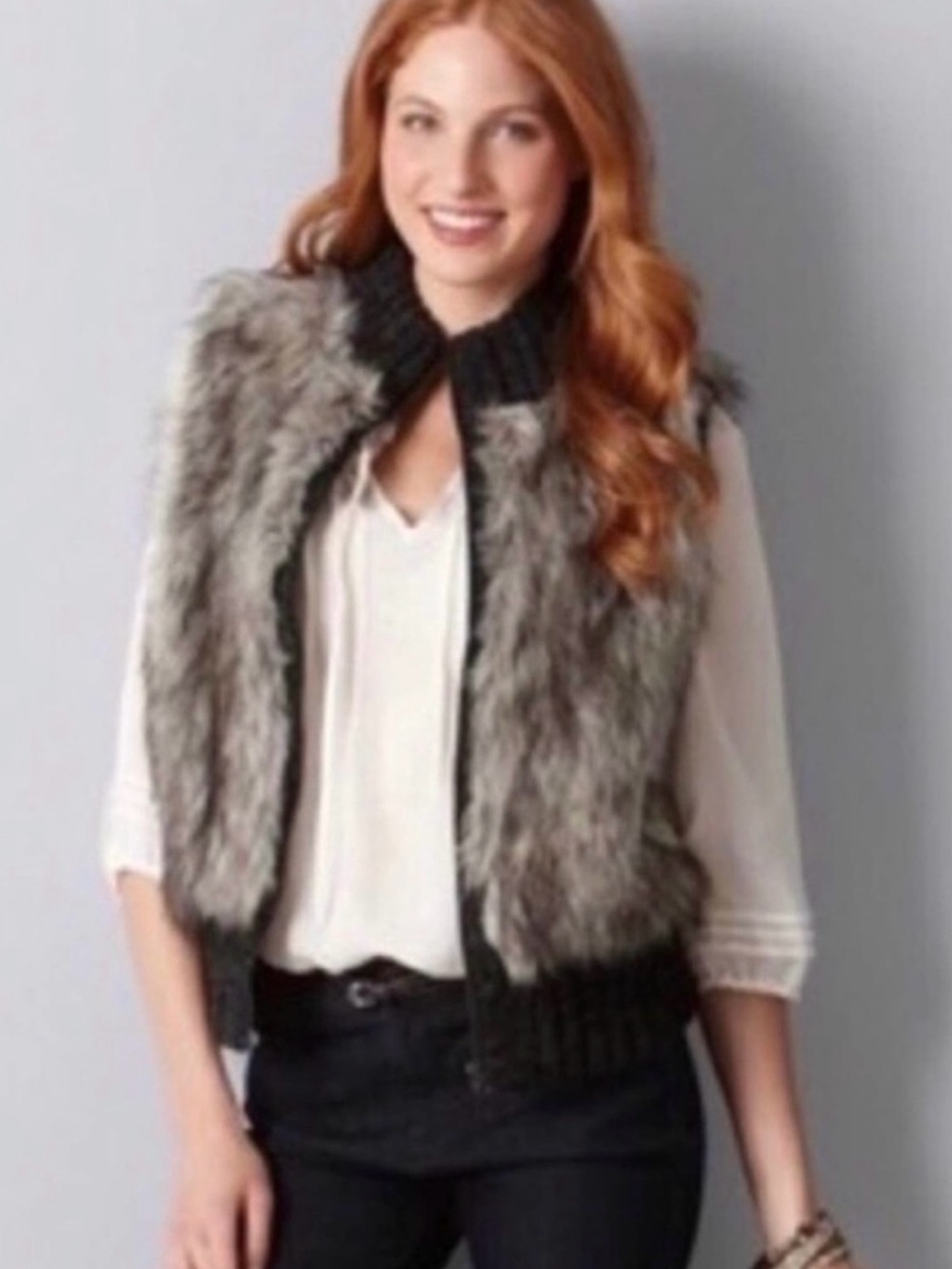 Ann Taylor LOFT Faux Fur Sweater Vest